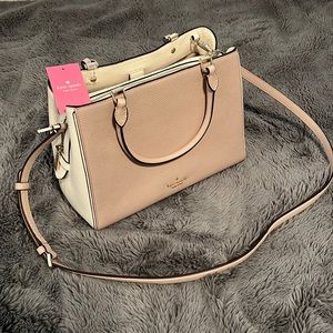 NWT Kate Spade Leila Medium Triple Compartment Satchel Colorblock Warm Beige